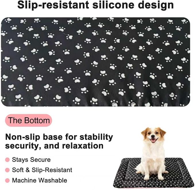Washable Dog Bed Plush Orthopedic Outdoor Crate Mat with Non-Slip Bottom,Luxe Soft Kennel Pad for Pets, Cozy Cage Cushion & Pet Sleeping Mattress Large Sized,Medium,Small Dogs,30 x 20 inch,Pink