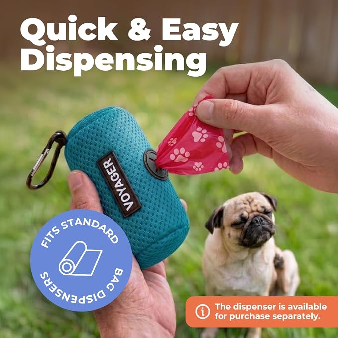 Best Pet Supplies Dog Poop Bags for Waste Refuse Cleanup, Doggy Roll Replacements for Outdoor Puppy Walking and Travel, Leak Proof and Tear Resistant, Thick Plastic - Red, 150 Bags