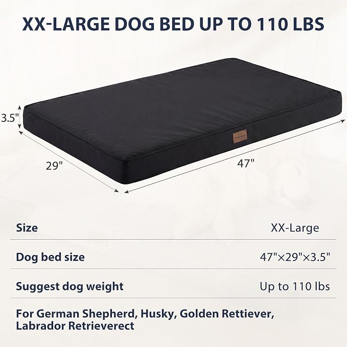 BFPETHOME Outdoor Waterproof Dog Bed for Large Dogs, Washable Cover, 47" | Outdoor & Indoor Use, Waterproof, For Medium, Large, Extra Large Dogs, Orthopedic, Egg Crate Foam, Up to 110 lbs
