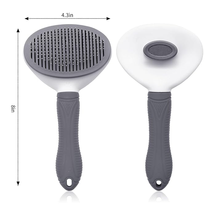 Aogeili Self-Clean Slicker Brush, Deshedding Comb for Dogs Cats Rabbits | One-Click Release Removes Loose Undercoat, Mats & Tangles, for Long & Short Hair Shedding Pets