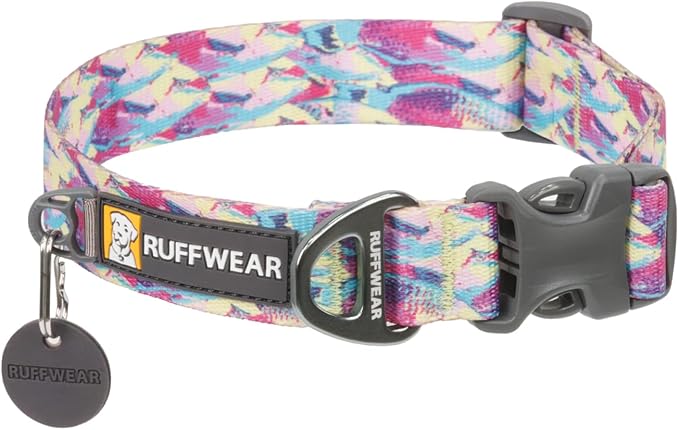 Ruffwear, Front Range Dog Collar, Adjustable Tubelok Webbing, Lightweight, Side Release Buckle, Aluminum V-Ring, Durable for Everyday Use, Reef Fish, 14"-20"