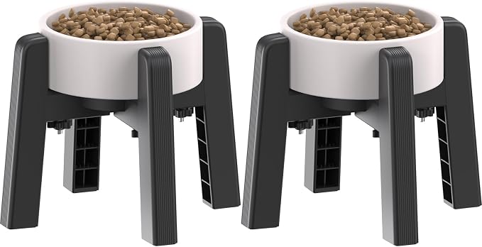 CZPET Dog Bowl Stand with Adjustable Width [2 Pack, Stand Only], Elevated Pet Water & Food Bowl for Medium Pets, Stable and Anti-Slip Raised Bowl