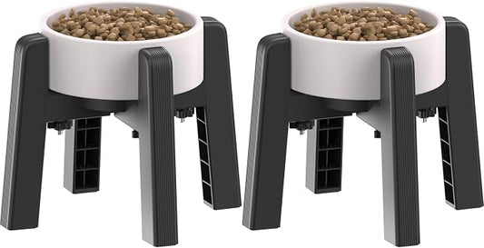 CZPET Dog Bowl Stand with Adjustable Width [2 Pack, Stand Only], Elevated Pet Water & Food Bowl for Medium Pets, Stable and Anti-Slip Raised Bowl