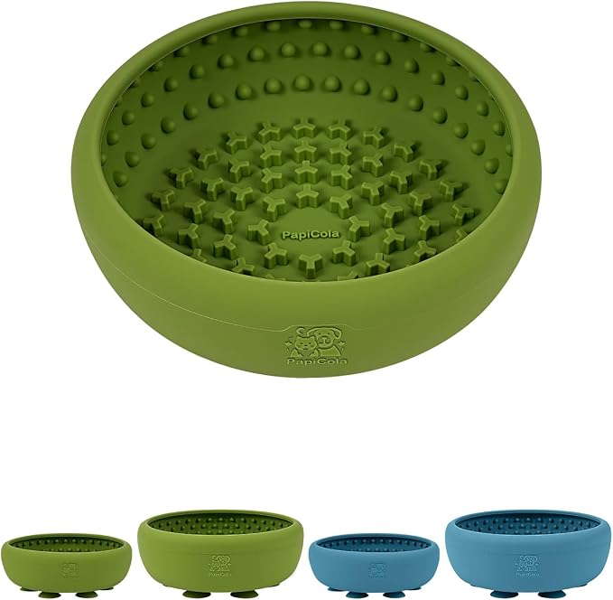 Dog Lick Bowl for Dogs S, Lick Mat, Slow Feeder Lick Bowl with Strong Suction, BPA-Free Silicone, Freeze Licking Bowl for Anxiety Relief, Enrichment & Distraction, Dishwasher Safe（Green， S）