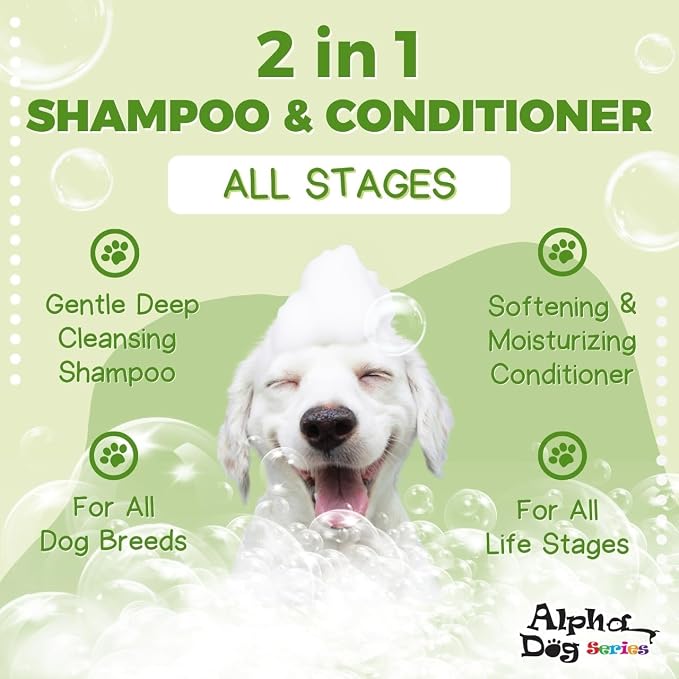 All Stages Natural Dog Shampoo and Conditioner Set with Aloe Vera pH Balanced Dog Grooming Shampoo and Conditioner for Dogs, Tear-Free Moisturizing Dog Shampoo, 26.4 Oz (Pack of 6)