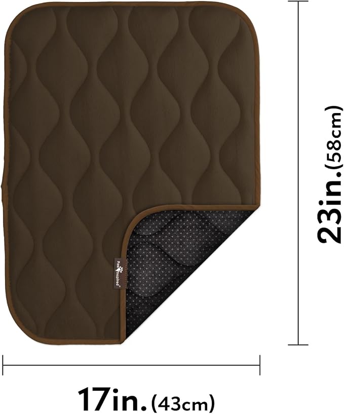 Paw Inspired Washable Padded Crate Mats for Dogs | 23" x 17" Pad, Fits 24-inch Kennels | Leakproof, Waterproof Bottom, Plush Pet Beds (Dark Brown)