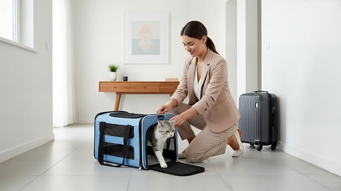 Cat Carrier Soft-Sided Travel Bag for Medium to Large Cats Over 15lbs, Small Dog Carrier Crate Top Entry Breathable Mesh Puppy 12 Pounds, Pet Rabbit Carrying Cage Kennel Collapsible Purple
