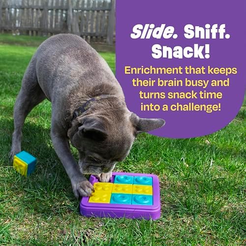 Brightkins Tic Tac Toe Treat Puzzle - Enrichment Toys for Dogs, Interactive Puppy Toys, Cat Feeder Toy, Puzzle Feeder for Dogs and Puppies, Dog Toy Brain Stimulation, Pet Games for Boredom