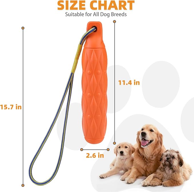 KOOLTAIL Floating Dog Toys, Interactive Water Pool Fetching Toy with Durable Rope, 11.4'' EVA Bright Bumper Dog Chew Toys for Medium Large Dogs, Summer OutdoorTraining Teething, Orange