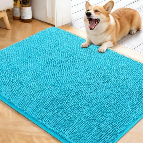 OLANLY Dog Door Mat for Muddy Paws 40x32, Super Absorbent Chenille Mud Mat