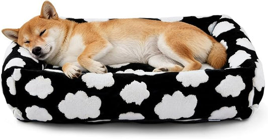 JOEJOY Large Dog Beds Large Sized Dog, Rectangle Washable Orthopedic Pet Bed with Removable Zipper Cover, Cute Soft Calming Puppy Pet Bed with Jacquard Shaggy Plush & Non Skid Bottom