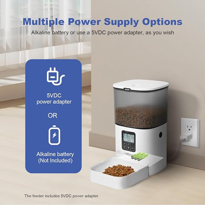 ANDOLL HOME Automatic Cat Feeder, 4L Cat Food Dispenser with 10s Voice Recorder, Pet Feeder up to 8 Meals per Day, Timed Dog Feeder with Dry Food Sealed Ring
