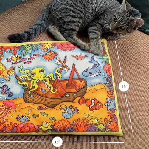 FUZZU Sweet Spot Kitty Carpet with Catnip | Cat Nip Carpet | Carpet for Cats (Shipwreck)