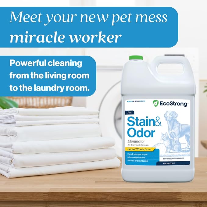 Eco Strong Pet Stain and Odor Remover - Pet Odor Eliminator, Urine Destroyer for Dogs, Pet Urine Enzyme Cleaner | Santel Woods - 128 oz