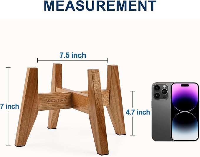RAINBLELAND Elevated Dog Bowl Stand for Small Dogs, 7" Wood Stand, 2 Pack | Premium acacia wood stand fits most 7" bowls. Set of 2 stands for small dogs. Bowls not included