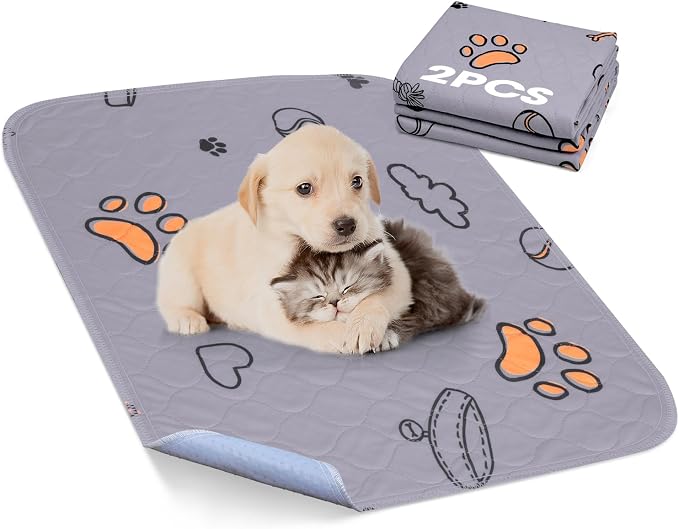FURTIME Washable Pee Pads for Dogs, Super Absorbent, 2 Pack 18"x24" Purple | Reusable Puppy Pads Pet Training Pads, 100% Waterproof Non-Slip Puppy Pee Pads Whelping Dog Playpen Crate Potty Pads