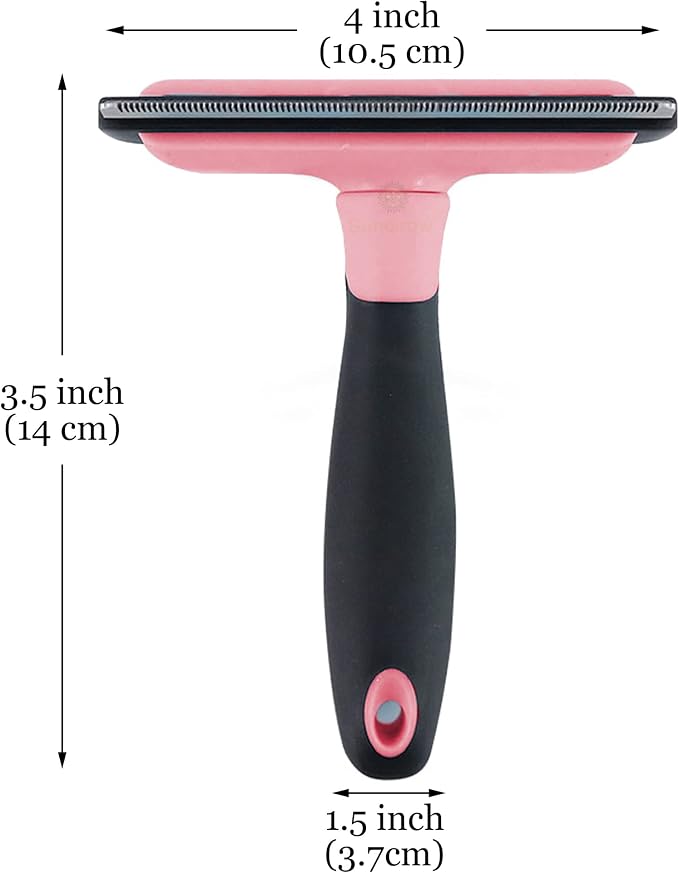 SunGrow Dog and Cat Deshedding Brush, Minimizes Shedding, Enhances Coat Health, Gentle on Skin, Suitable for Rabbits & Ferrets, 4" Steel Blade