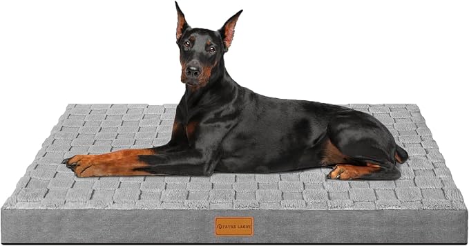 Patas Lague Orthopedic Large Dog Bed Washable Pet Crate Mat 56''X40'' Grey | Egg-Crate Foam Dog Couch For Large Sized Dogs, Waterproof Removable Cover, Soft Pet Bed With Nonskid Bottom