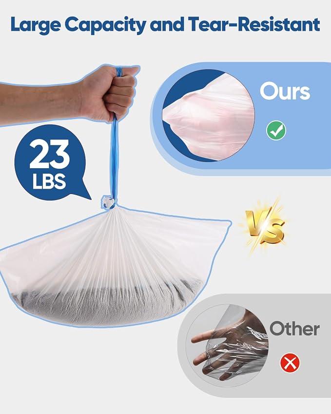 50 Count 26"x11.8" Self-Cleaning Cat Litter Bags - Heavy Duty Litter Box Liners for Cumrige Fumoi & Fsitego Automatic Litter Boxes - Pre-Separated Kitty Litter Bags with Drawstring(10-12 Gallon)