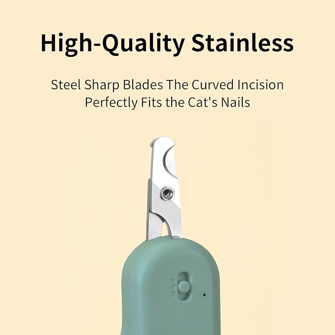 PAKEWAY Pet Nail Clipper with LED & -U-V Light, Cat Claw Trimmer with Ultra Bright LED Light for Nail Bloodline to Avoid Over Cutting, Sharp Angled Blade Grooming Tool for Dog Cat Rabbit Small Animals