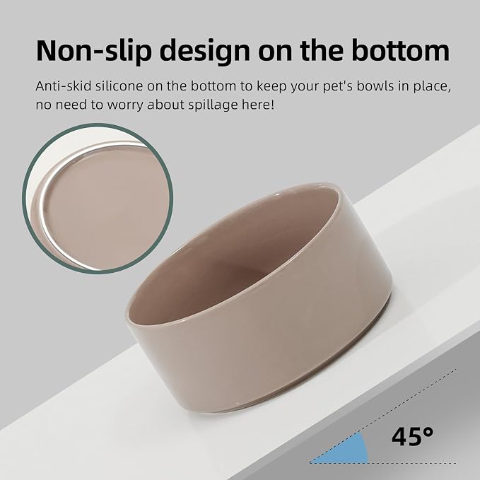 Havniva 5.1inch Ceramic Raised Dog Bowl with Stand, Double Dog Bowls Elevated for Small Breed Dog Food and Water Bowl Set Non-Slip Dog Dish Large Capacity Feeding Pet Water Bowl