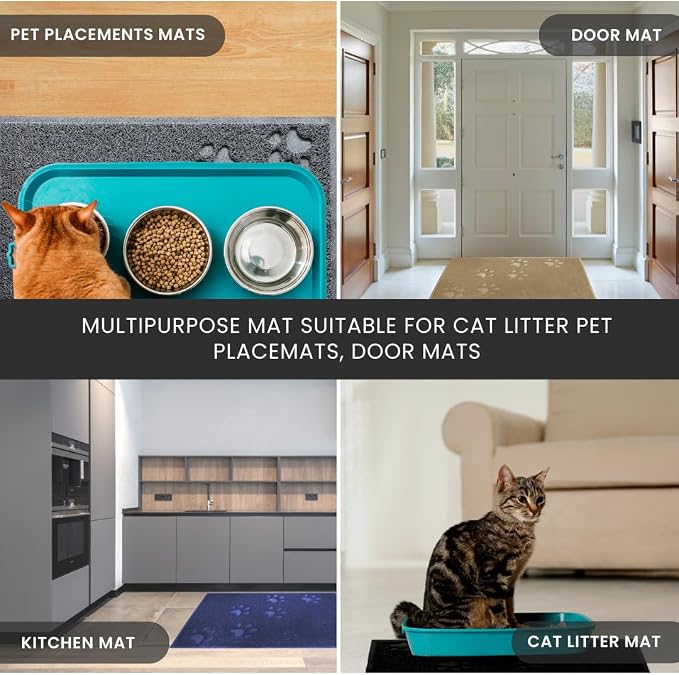 Andalus Medium Cat Litter Mat, Pack of 2 - Waterproof, Non-Slip & Easy to Clean Cat Litter Box Mat for Extra Efficient Pet Litter-Trapping, Grey (23.5” X 15.75”)