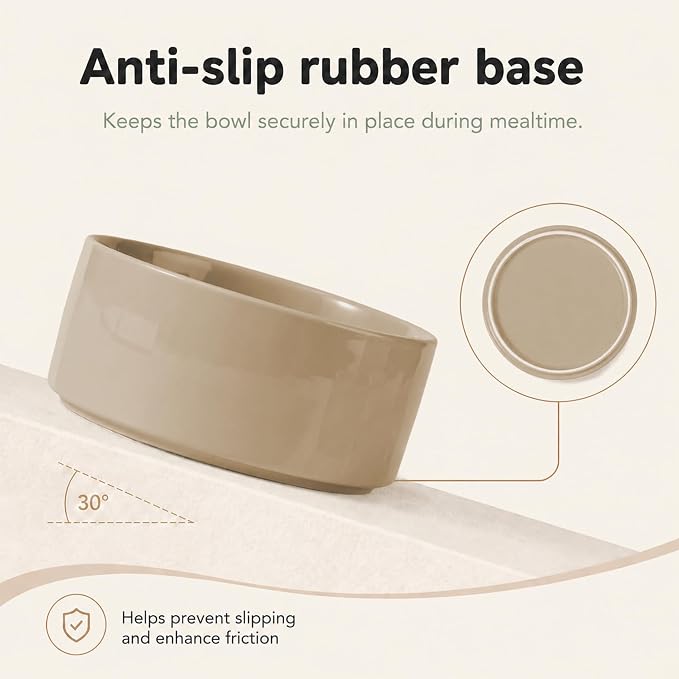 Havniva Ceramic Dog Bowls, Dog Food and Water Bowl Set, Dog Water Bowl | 7.3” Ceramic Dog Food Bowls with Non-Slip Rubber Base, Large Capacity, Dog Feeding Bowls for Medium Dogs