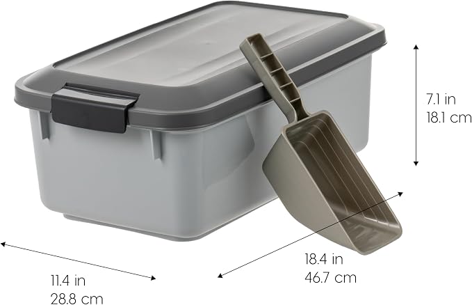 IRIS USA Dog Food Storage Container, 2-Pack, Up to 14 lbs, Gray | Made in the USA, Comes with 2-Cup Sccop, Stacklable, Airtight Seal, BPA-Free, Bird Seed, Cat food, Treats, Keeps Kibble Fresh