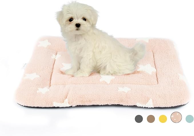 Mora Pets Dog Crate Pad Washable Cat Dog Bed for Crate Flat Pet Kennel Mat | Soft Dog Cat Bed Mat, Puppy Crate Pad for Dog Cages Cozy Sleeping Liner, Cute Pet Pillow Cushion Anti Slip Small Pink 24 x 18