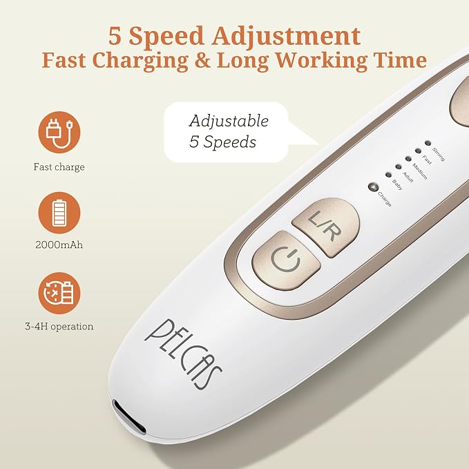 PELCAS Electric Toenail Grinder for Thick Toenails, 5 Speeds & LED Light | Manicure and Pedicure Kit, Cordless Nail Drill, Electric Nail File for Human, Pet, Thick Toenails, Natural & Acrylic Nails