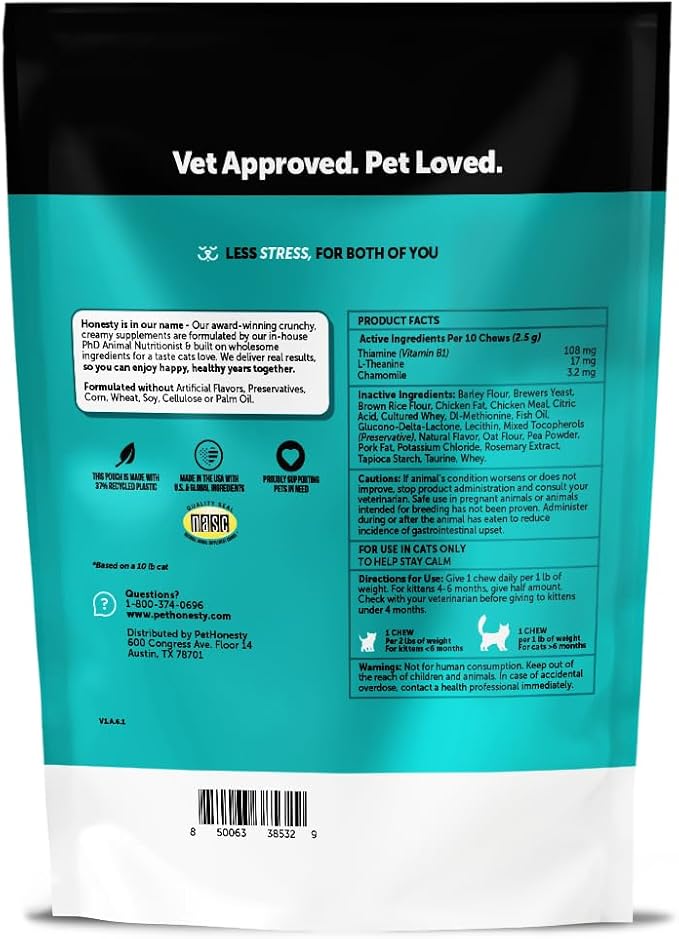 Cat Calming Treats for Anxiety Relief - Dual Texture Crunchy Creamy Calming Chews for Cats - Feline Stress Relief Behavior Support for Travel, Vet Visits, Grooming, Separation Anxiety (90-Day Supply)