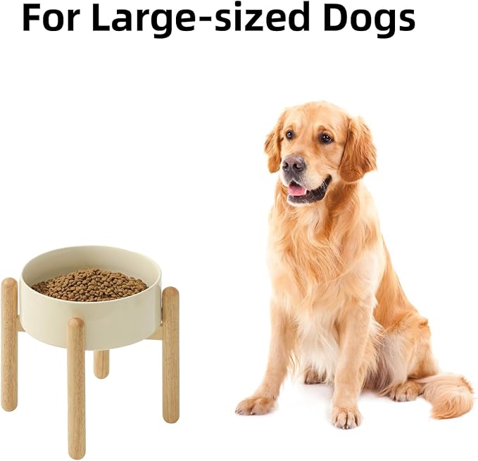 Havniva 8.3inch Ceramic Raised Dog Bowl with Stand, Elevated Dog Bowls for Large Breed Dog Food and Water Bowl Non-Slip Dog Dish Large Capacity Feeding Pet Water Bowl