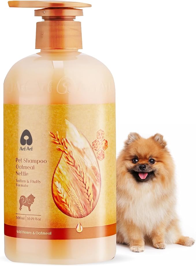 Arf Arf Volumizing Dog Shampoo for Pomeranians, Poodles & Yorkies – Fluffy Coat Shampoo with Oatmeal – Adds Body & Volume for Thick Double Coat – Shih Tzu & Bichon – 16oz