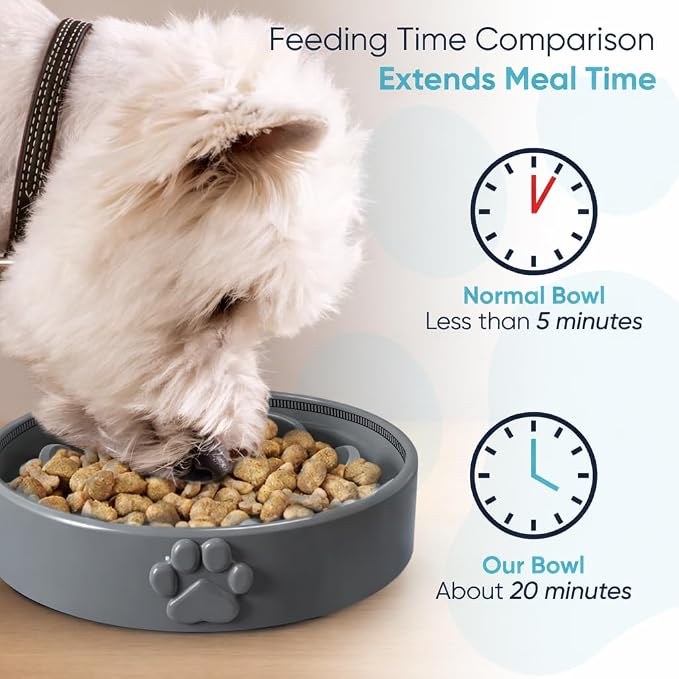 Slow Feeder Dog Bowls – 1.5-Cup Ceramic Dog Bowl Slow Feeder – Microwaveable Dog Slow Feeder for Small and Medium Dogs – Lead and BPA-Free Ceramic Pet Bowl – Pet Feeder for Fast Eaters