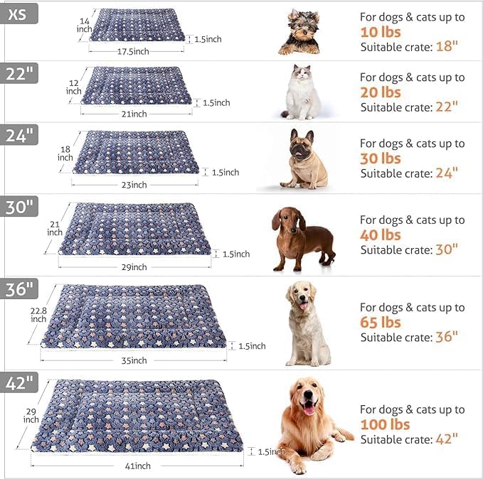 Mora Pets Dog Bed Crate Pad Ultra Soft Pet Bed with Cute Star Print Washable Reversible for Large Medium Small Dogs 23 x 18 inch 2 Pack Pink and Dark Blue