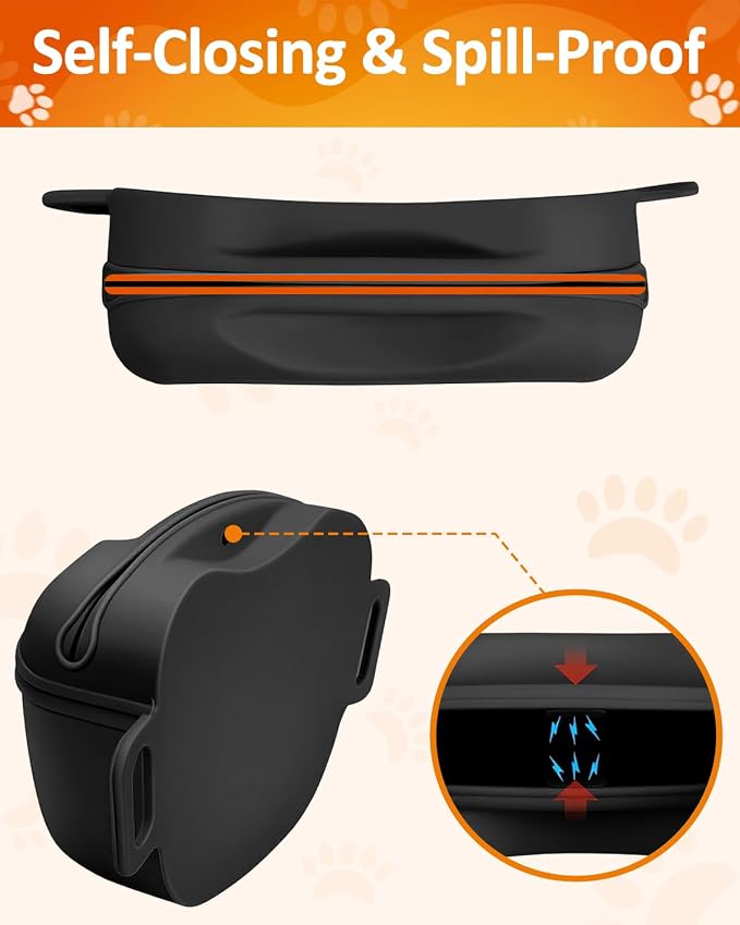 Dog Treat Pouch with Training Clicker - Silicone Treat Bag, No-Spill Magnetic Closure, Hands-Free Belt for Dog Walking & Training, 1.67-Cup