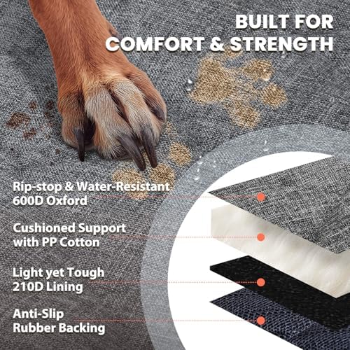 VIVAGLORY Dog Front Seat Cover Car Seat Protector, L, Heather Black, 1Pack
