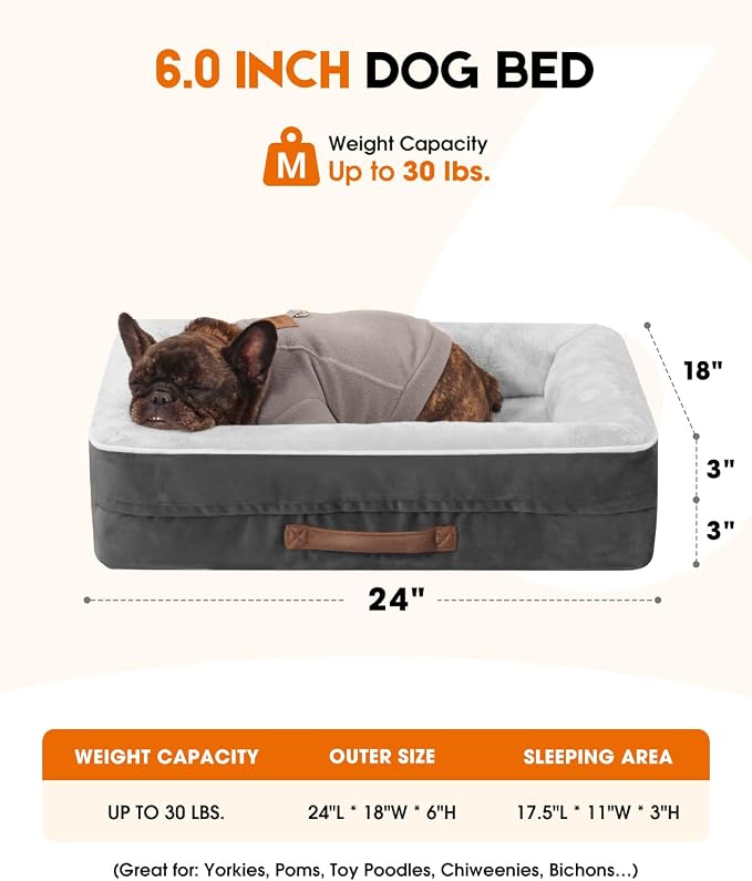 Upvilla Orthopedic Dog Bed, Four-Sided Cushioned Egg-Shaped Foam Dog Sofa, Waterproof Removable Cover, Cat Bed with Non-Slip Base, Small Pet Bed,Gray