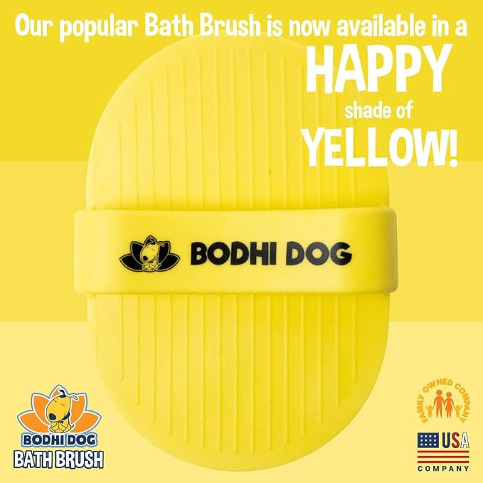 Bodhi Dog Shampoo Brush - Pet Grooming & Bath Supplies for Dogs and Cats - Bath Brush for Long & Short Hair - Premium Scrubber for Shower, Showerhead, Sprayer & Bathing (One Pack, Yellow)