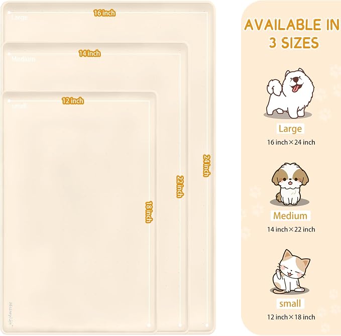 MateeyLife Silicone Cat & Dog Food Mat for Floors Waterproof, Anti-Slip Dog Bowl Mats for Food and Water, Pet Feeding Mats with Lip to Prevent Spills, Pet Placemat for Messy Drinkers to Protect Floors