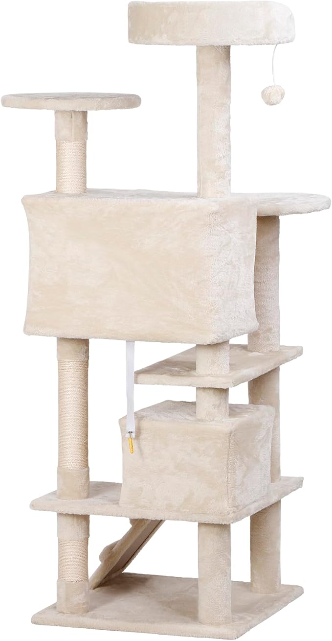 54 in Cat Tree Tower for Indoor Cats Multi-Level Cat Condo Cat Bed Furniture with Scratching Post Kittens Activity Center