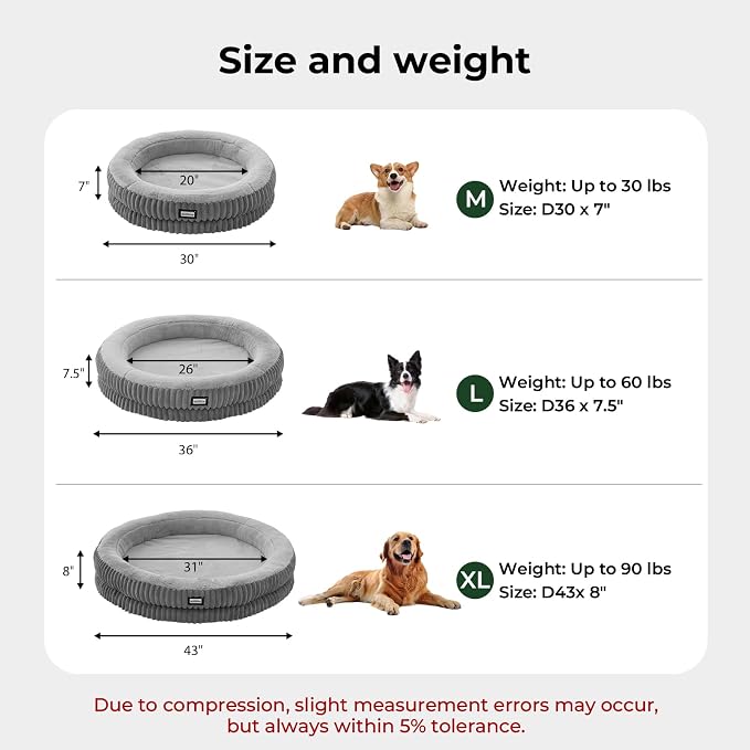BALANCE Donut Dog Bed, 30 Inches Round Dog Bed Medium Size Dogs Washable, Orthopedic Calming Dogs Beds for Kitten, Fluffy Plush Faux Fur Pet Bed with Anti-Slip Bottom