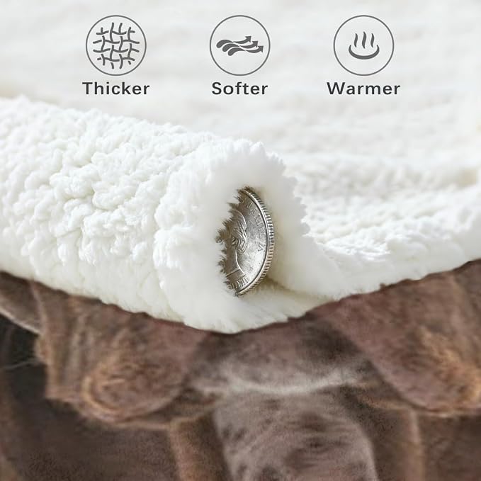 BlessLiving Dog Sherpa Blanket Soft Plush German Shorthair Sherpa Fleece Throw Blanket Pet and Dog Lovers Home Throw Blankets (Twin, 60 x 80 Inches)