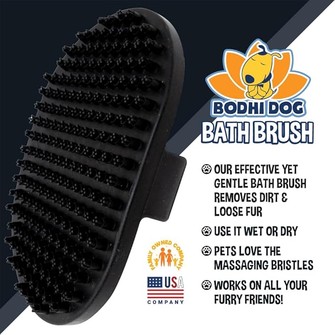 Bodhi Dog Shampoo Brush - Pet Grooming & Bath Supplies for Dogs and Cats - Bath Brush for Long & Short Hair - Premium Scrubber for Shower, Showerhead, Sprayer & Bathing (One Pack, Black)