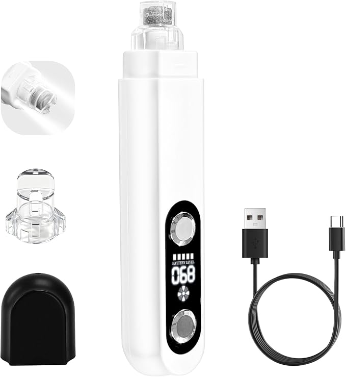 5-Speed Dog Nail Grinder with 2 LED Lights & Smart LED Screen,Quiet Electric Pet Nail Trimmer, Rechargeable Paws Grooming and Smoothing Tool for Large Medium Small Dogs,Cats and Pets
