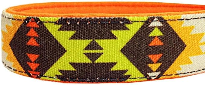 Blueberry Pet 2 Colors Southwestern Vintage Tribal Print Dog Leash with Soft & Comfortable Handle, 5 ft x 3/4", Extravagant Orange, Medium, Leashes for Dogs
