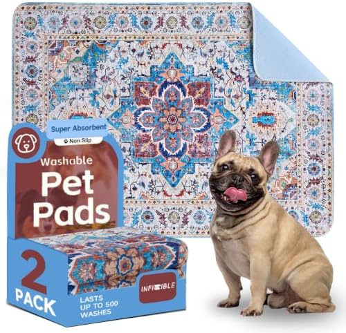 Boho Large Absorbent Reusable Non-Slip Washable Dog Pee Pads,2 Pack 48x36