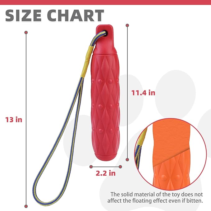 KOOLTAIL Floating Dog Pool Toys - Bright Bumper Interactive Water Toy, 2 Pack EVA Chew Fetch Toy for Summer Beach Play, Durable Training Toy with Nylon Rope for Small Medium Large Dogs, Red & Orange