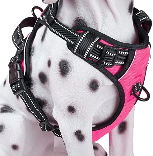 PoyPet No Pull Dog Harness Large, Reflective Vest with Front Clip & Handle