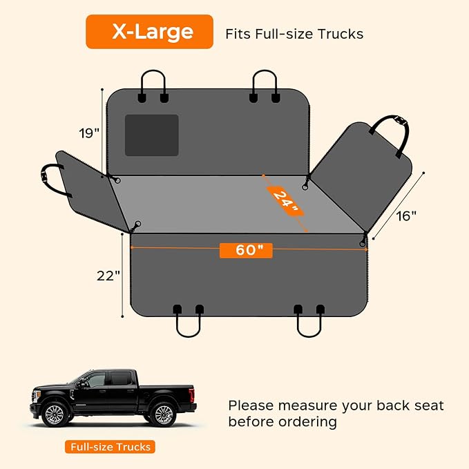 URPOWER Dog Car Seat Cover for Pets 100% Waterproof Seat Cover Hammock 600D Heavy Duty Scratch Proof Nonslip Durable Soft Back Seat Covers for Full Size Trucks